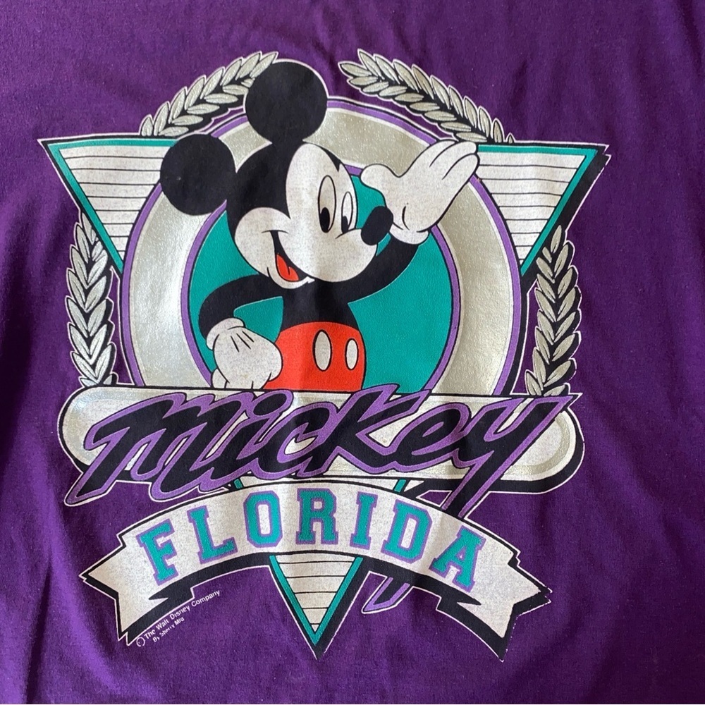 Vintage MICKEY MOUSE FLORIDA T-Shirt Purple  L 50/50 Single Stitch USA Grail‎ - Picture 2 of 10